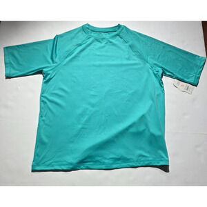 NWT Boys Aqua Blue Green Rash Guard UPF 50+ Quick Dry Size XL 14-16